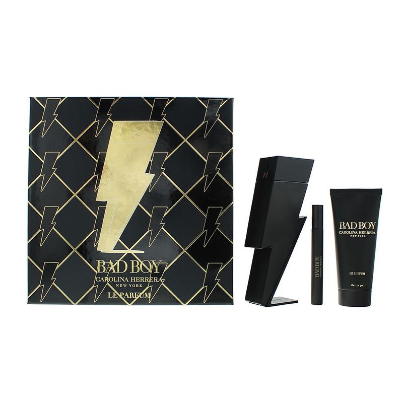 Carolina Herrera Bad Boy 3 Pcs : EDP 100ml - EDP 10ml - Shower Gel 100ml For Men