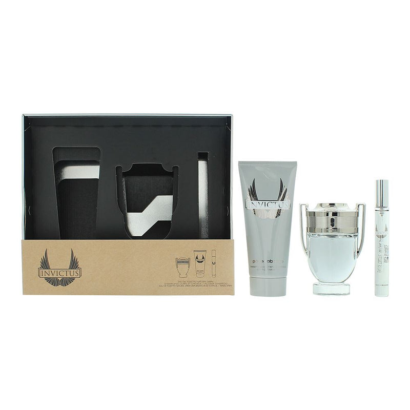 Paco Rabanne Invictus Gift Set: EDT 50ml - EDT 10ml - Shampoo 100ml Men Spray