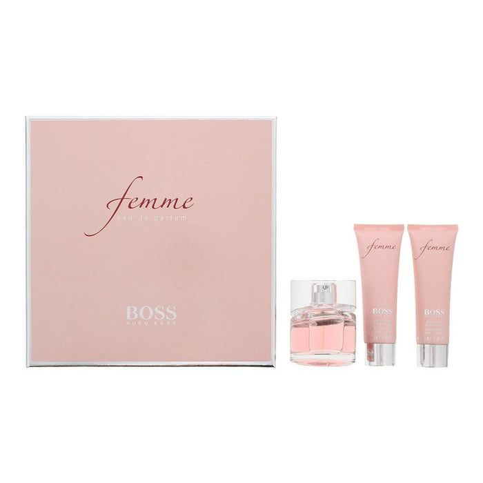 Hugo Boss Femme 3 Piece EDP 50ml - Body Spray 50ml - Shower Gel 50ml Women Spray