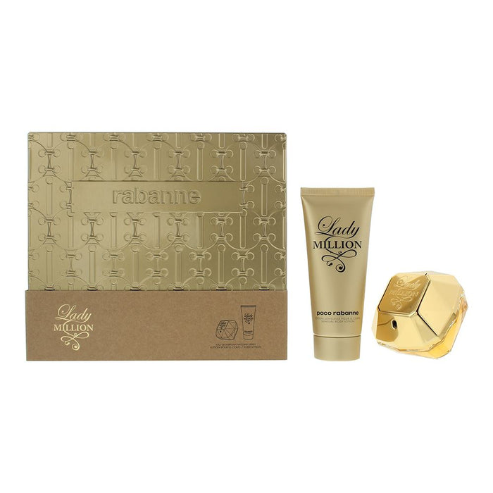Paco Rabanne Lady Million 2 Pcs Gift Set: EDP 80ml - Body Lotion 100ml For Women