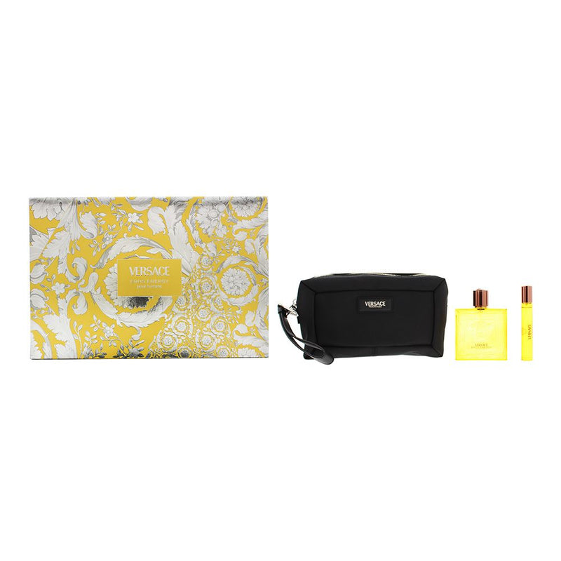 Versace Eros Energy Men Gift Set EDP 100ml  10ml Travel Spray  Bag For Men