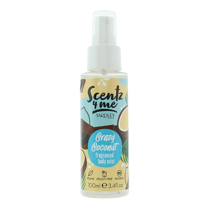 Yardley Scentz 4 Me Crazy Coconut Fragranced Body Mist 100ml For Unisex