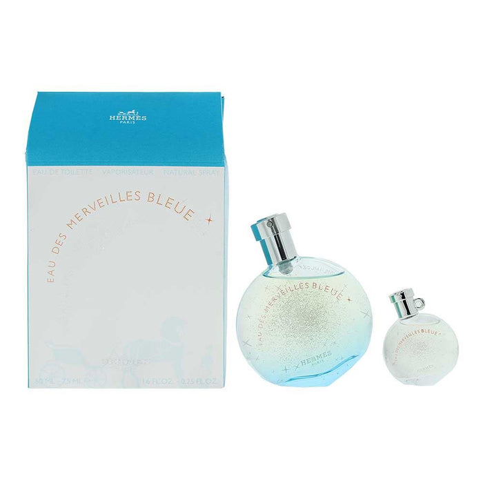 Hermes Eau Des Merveilles Bleue 2 Piece Gift Set: EDT 50ml - EDT 7.5ml For Women
