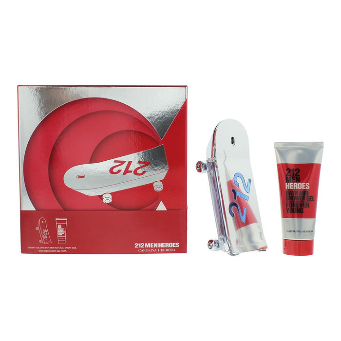 Carolina Herrera 212 Heroes 2 Piece Gift Set: EDT 90ml - Shower Gel 100ml Men Spray