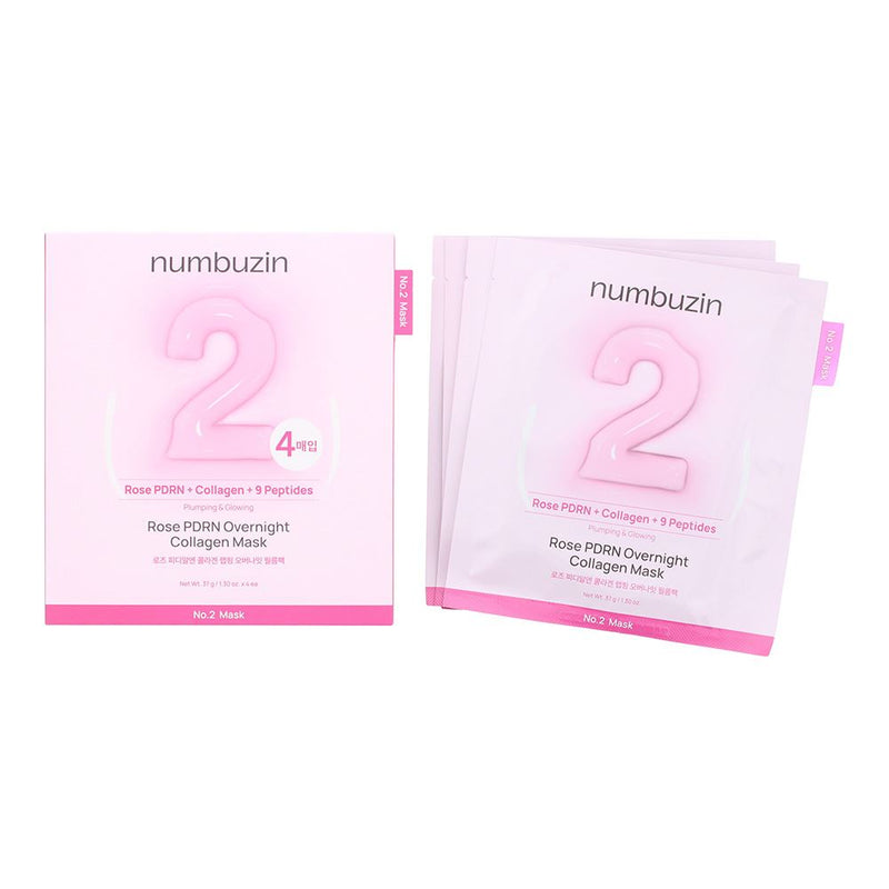 Numbuzin No 2 Rose Pdrn Overnight Collagen Gel Mask 4 x 37g For Women