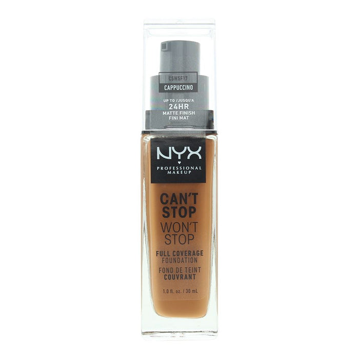 NYX Can't Stop Won't Stop 24H Full Coverage Cappuccino Foundation 30ml For Women