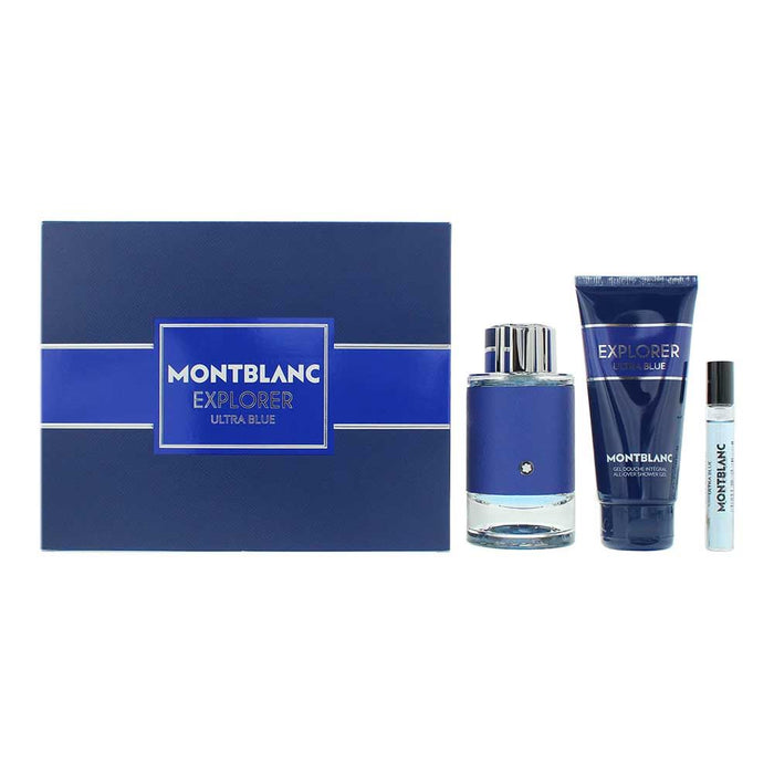 Montblanc Explorer Ultra Blue 3 Pc Set: EDP 100ml  7.5ml  Shower Gel 100ml Men