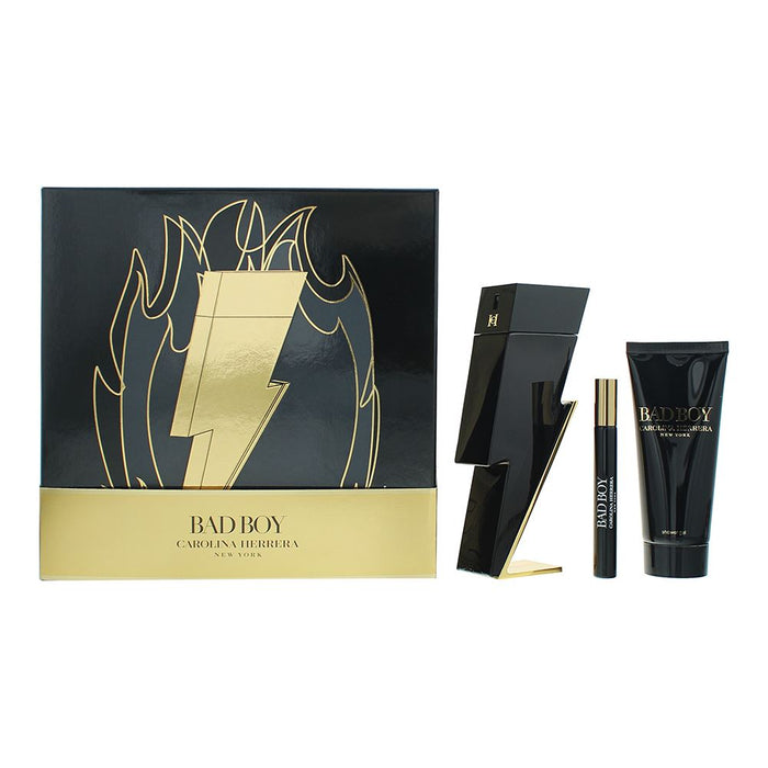Carolina Herrera Bad Boy 3 Pcs Gift Set: EDT 100ml - Shower Gel 100ml - EDT 10ml