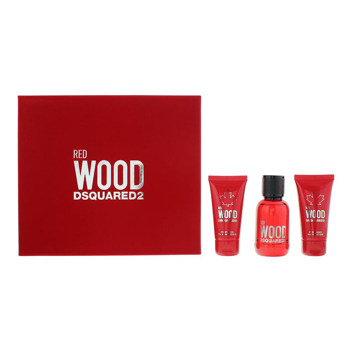 Dsquared2 Red Wood 3 Piece Gift Set: Eau de Toilette 50ml Spray For Her Women