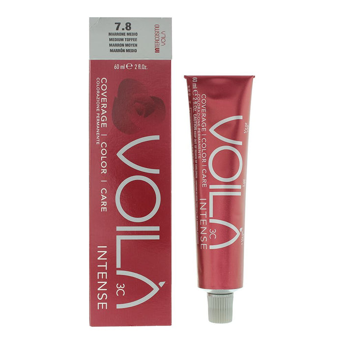 Intercosmo Voila 3C Intense 7.8 Medium Toffee Hair Colour 60ml For Women