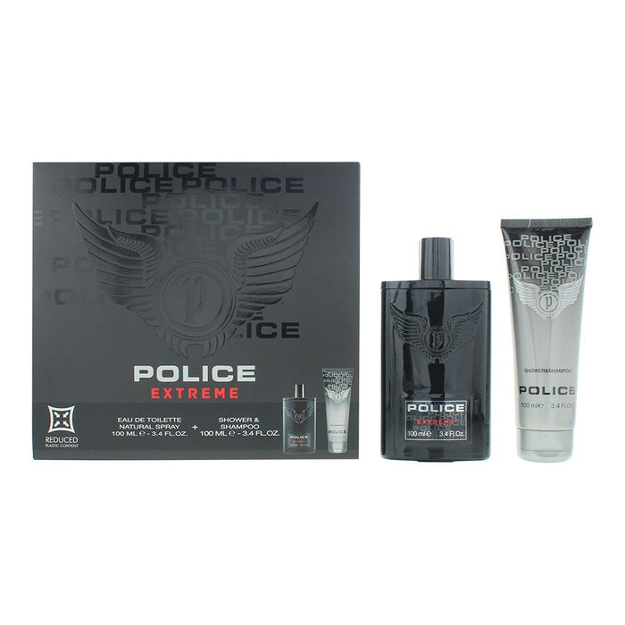 Police Extreme 2 Piece Gift Set: EDT 100ml  Shower Shampoo 100ml For Men