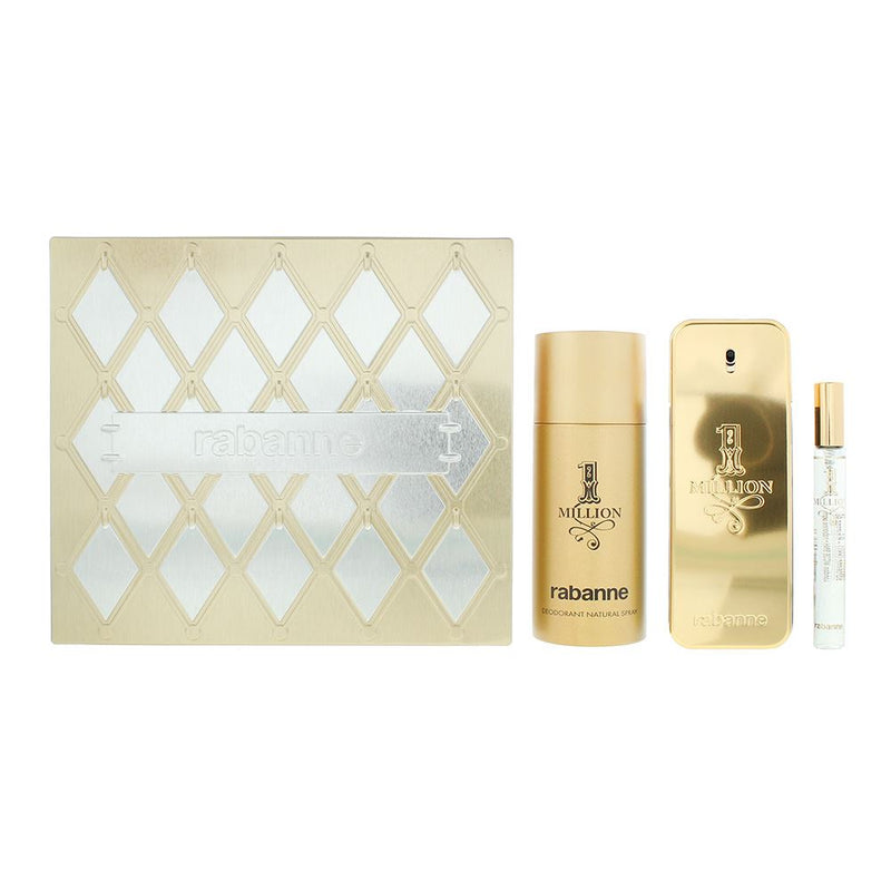 Rabanne 1 Million 3pc Gift Set EDT 100ml  10ml  Deodorant Spray Men