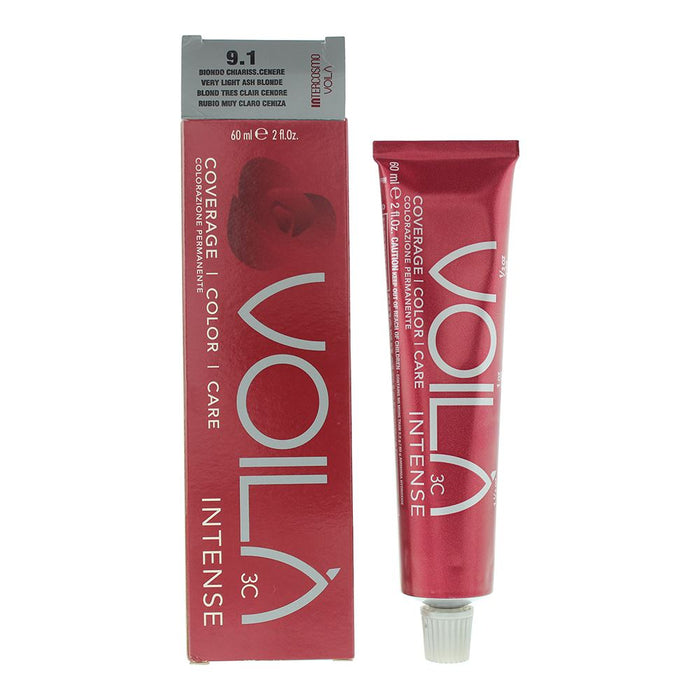 Intercosmo Voila 3C Intense 9.1 Very Light Ash Blonde Hair Colour 60ml For Women
