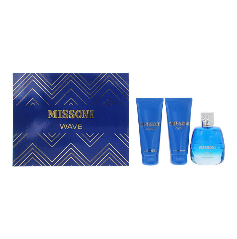 Missoni Wave Gift Set: EDT 100ml - Shower Gel 100ml - Aftershave 100ml For Men