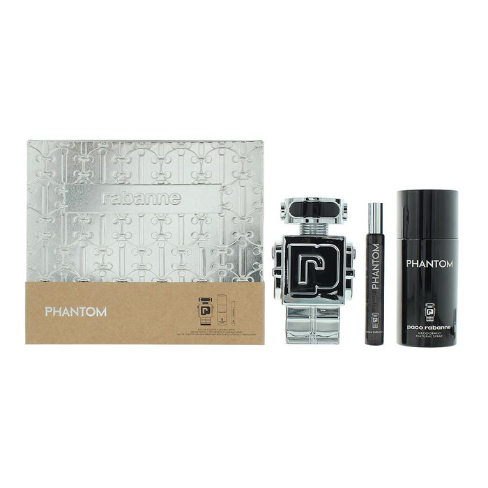 Paco Rabanne Phantom 3 Piece Gift Set: EDT 100ml - Deodorant Spray 1 For Men