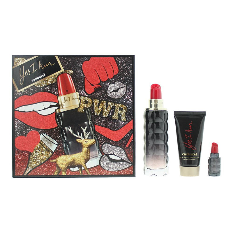 Cacharel Yes I Am 3 Piece Gift Set: EDP 75ml - EDP 5ml - Body Lotion 50ml Women