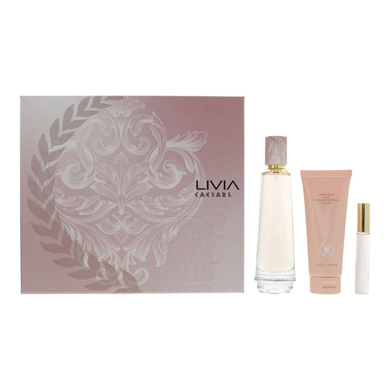 Caesars Livia 3 Piece Gift Set EDT 100ml -Body Lotion 100ml -EDP Rollerball 10ml