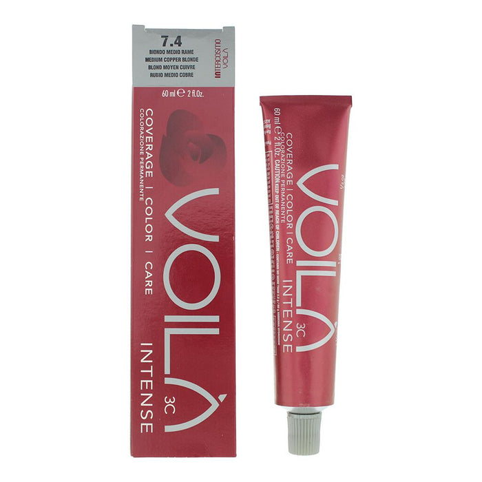 Intercosmo Voila 3C Intense 7.4 Medium Copper Blonde Hair Colour 60ml For Women