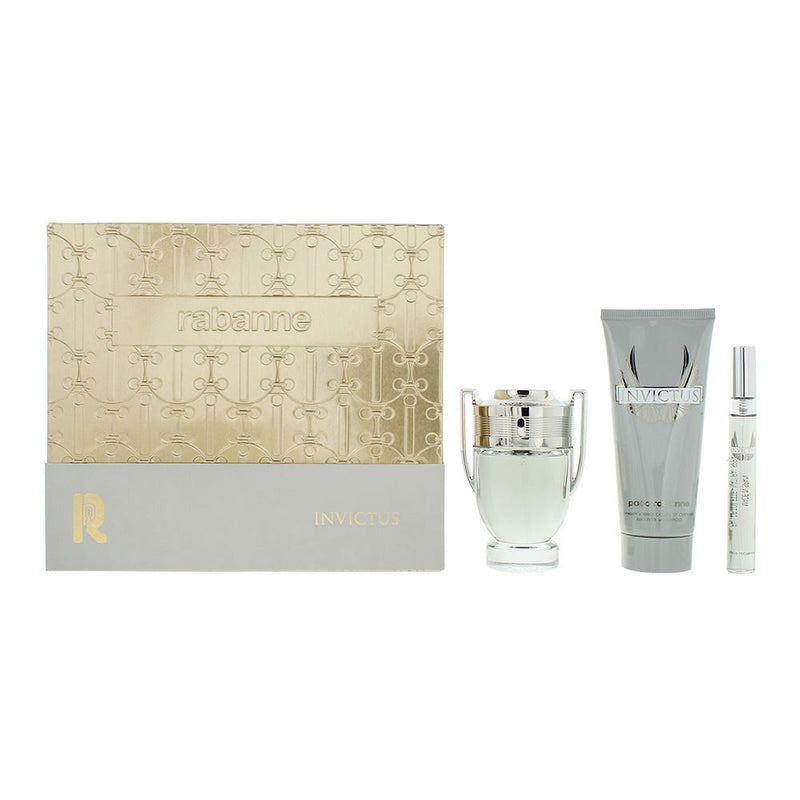 Rabanne Invictus 3pc Gift Set EDT 50ml  10ml  Shower Gel 100ml Men