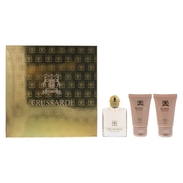 Trussardi Delicate Rose Eau de Toilette 3 Pieces Gift Set Women Spray