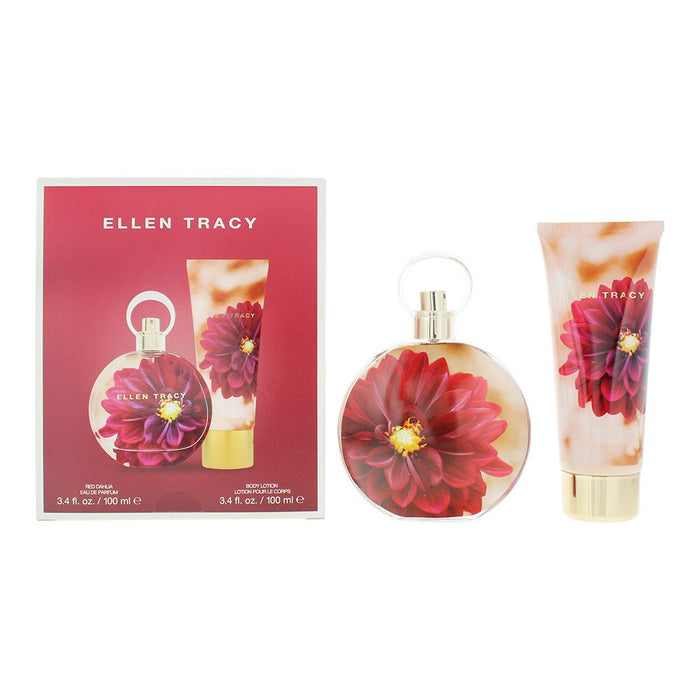 Ellen Tracy Dream Florals Red Dahlia Photobox 2 Piece Gift Set For Women