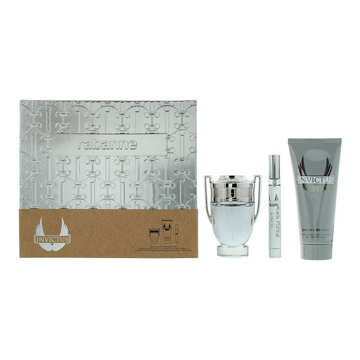 Paco Rabanne Invictus 3 Piece Gift Set: EDT 50ml - Shower Gel 100ml For Men
