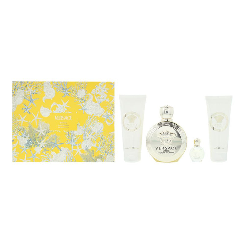 Versace Eros Pour Femme 4pc Gift Set EDP 100ml  5ml  Body Lotion  Gel