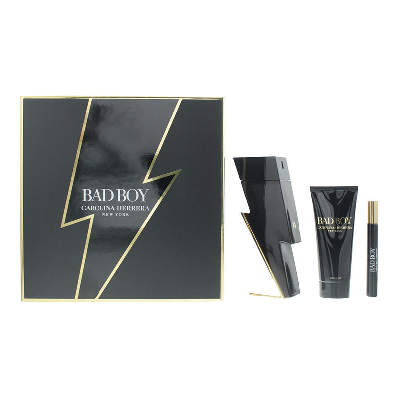 Carolina Herrera Bad Boy 3 Piece Set: EDT 100ml - EDT 10ml - Shower Gel 100ml
