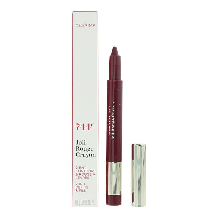 Clarins Joli Rouge 2 In 1 Define Fill 744C Plum Lip Crayon 0.6g For Women