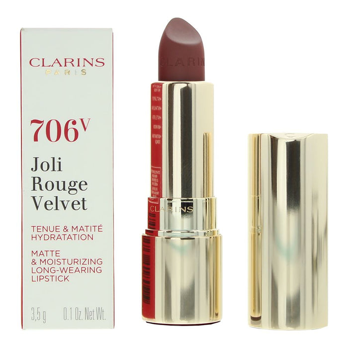 Clarins Joli Rouge Velvet Matte Moisturizing Wear 706VFig Lipstick 3.5gFor Women