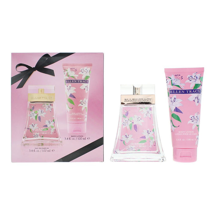 Ellen Tracy Classic Florals Pink Sparkling Photobox 2 Piece Gift Set For Women