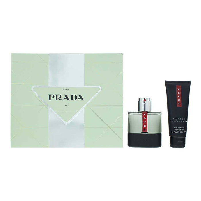 Prada Luna Rossa Carbon 2 Piece Gift Set: EDT 50ml - Shower Gel 75ml For Men