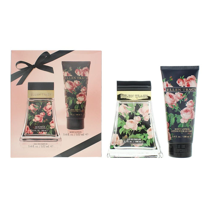 Ellen Tracy Classic Florals Black Courageous Photobox 2 Piece Gift Set For Women