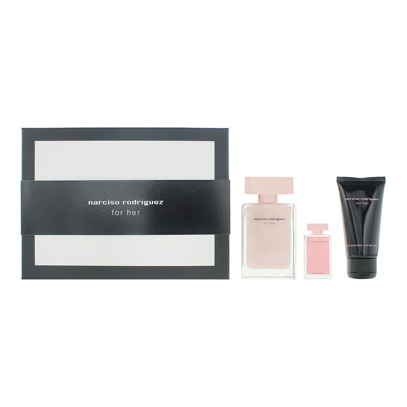 Narciso Rodriguez For Her 3pc Gift Set EDP 50ml  7.5ml  Body Lotion