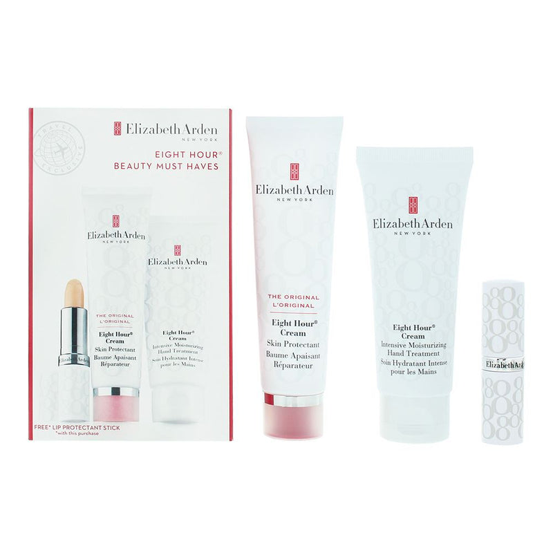 Elizabeth Arden Eight Hour 3 Pcs Gift set: hand &Face cream 75ml&50ml, Lipstick