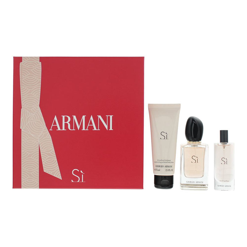 Giorgio Armani Si Gift Set: EDP 50ml - Eau de Parfum 15ml - Body Lotion 75ml