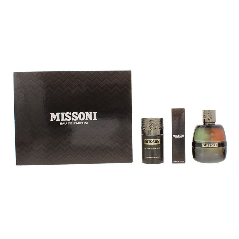 Missoni 3 Piece Gift Set: EDP 100ml  EDP10ml - Deodorant Stick For Men