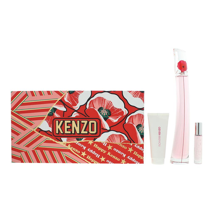 Kenzo Flower Poppy Bouquet Eau de Parfum 3 Piece Gift Set For Women