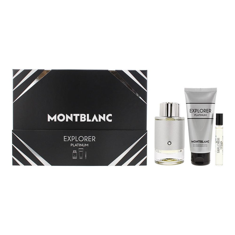 Montblanc Explorer Platinum 3pc Gift Set EDP 100ml  7.5ml  Shower Gel For Men