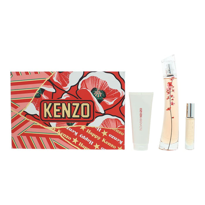 Kenzo Flower Ikebana Sakura Eau de Parfum 3 Piece Gift Set Women Perfume