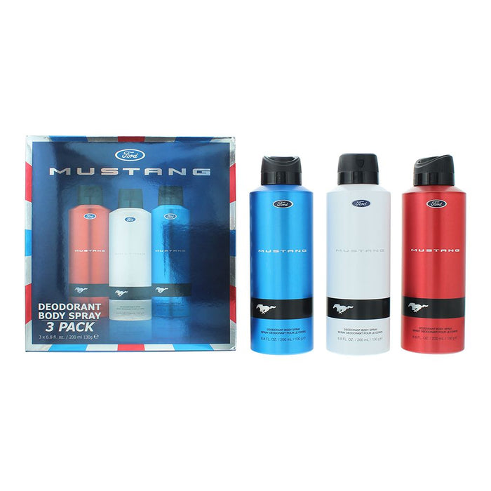 Mustang Deo Trio 3 Piece Gift Set: Deodorant Spray 3 x 200ml For Men