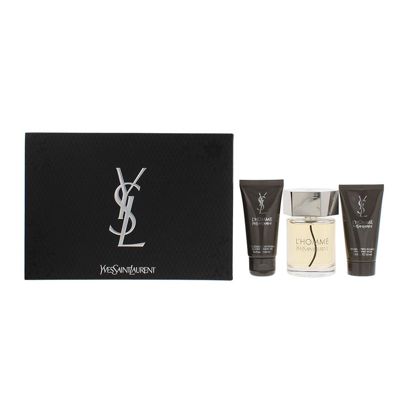 Yves Saint Laurent LHomme Gift Set EDT 100ml Shower Gel Aftershave Balm For Men