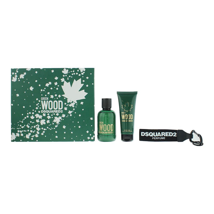 Dsquared2 Green Wood 3 Piece Gift Set For Men