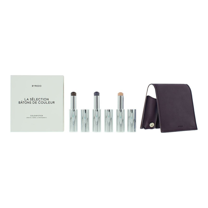 Byredo Plum Set Of 3  Leather Pouch: Solar Flare, Flower Play, Kumato Face Stic