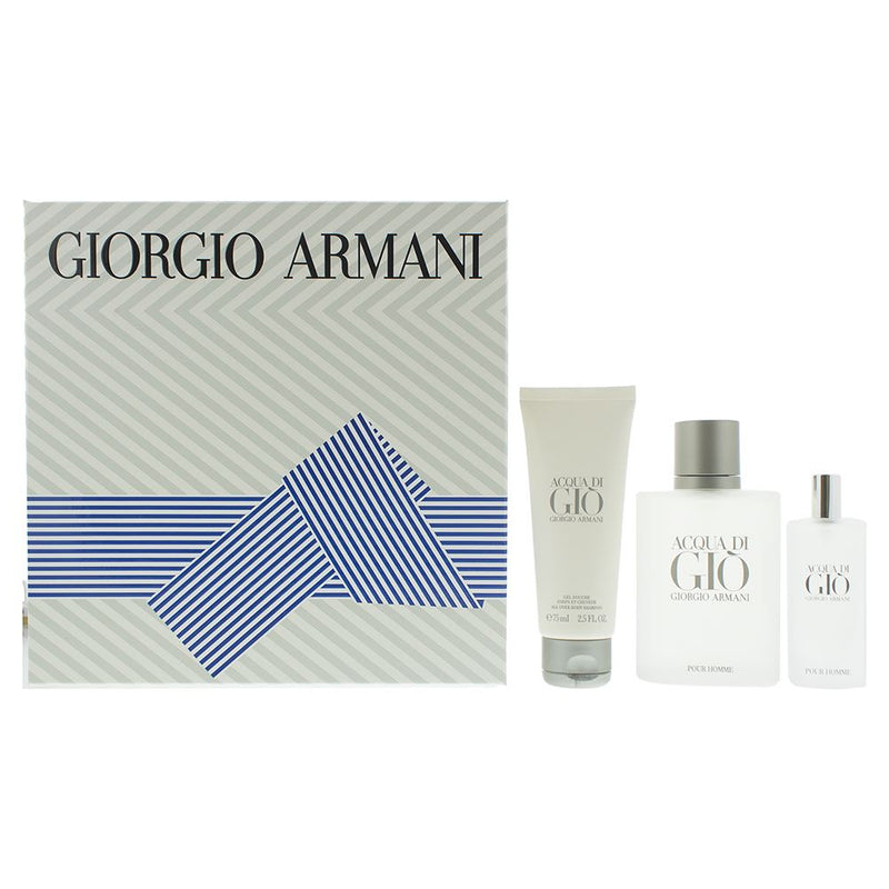 Giorgio Armani Acqua Di Gio M EDT 100ml - EDT 15ml - Shower Gel 75ml Men