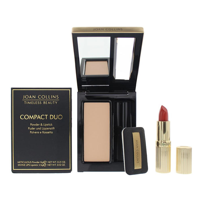 Joan Collins Compact Duo Powder 6G - Crystal Cream Lipstick 3.5G For Women