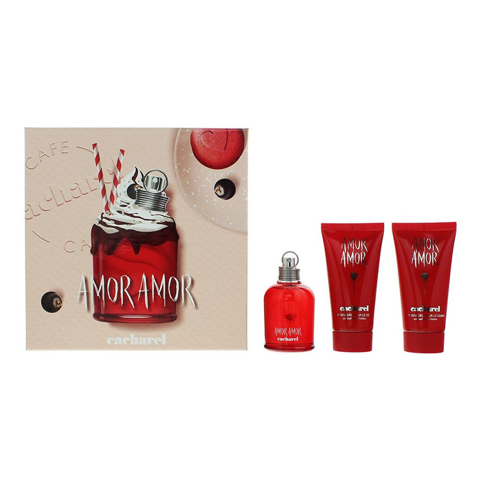 Cacharel Amor Amor 3 Piece Gift Set: EDT 50ml - 2 x Body Lotion 50ml Women Spray