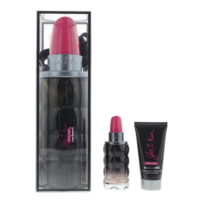 Cacharel Yes I Am Pink First Gift Set EDP 50ml - Fragrance Body Lotion 50ml-Case