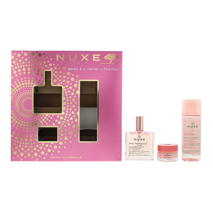 Nuxe Rose A L'infini Gift Set Body Oil 50ml-Micellar Cleanser 100ml-Lip Balm 15g