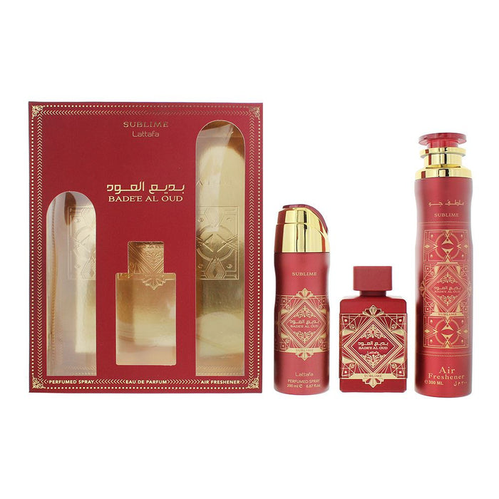 attafa Bade'e Al Oud Sublime 3pc Gift Set EDP 100ml  Spray  Air Freshener